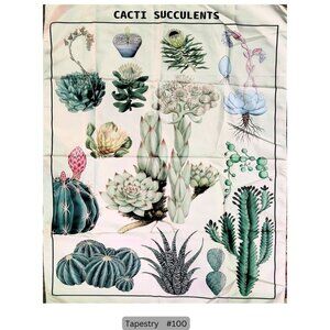 White Cactus Succulent Plant‎ Tapestry Hanging Wall Decor